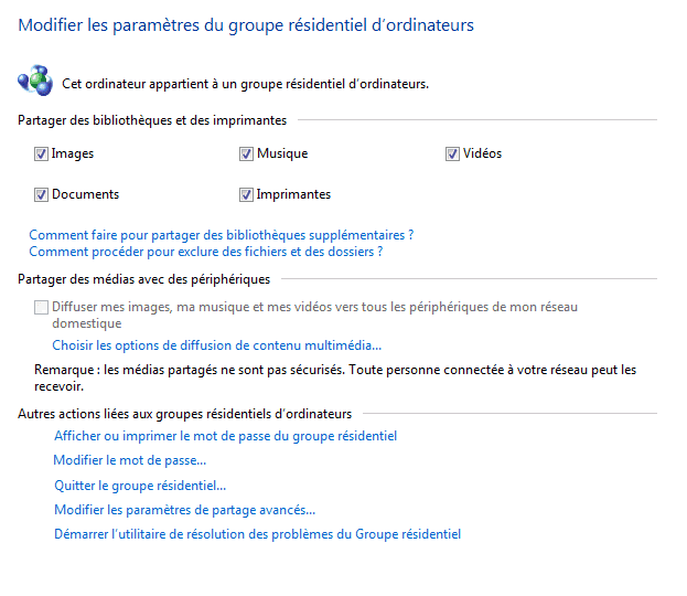 Capture décran - Paramètres du groupe résidentiel Capture décran - Fermeture du groupe résidentiel