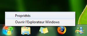 Capture décran - Accès aux propriétés du menu Démarrer Capture décran - Accès aux propriétés du menu Démarrer