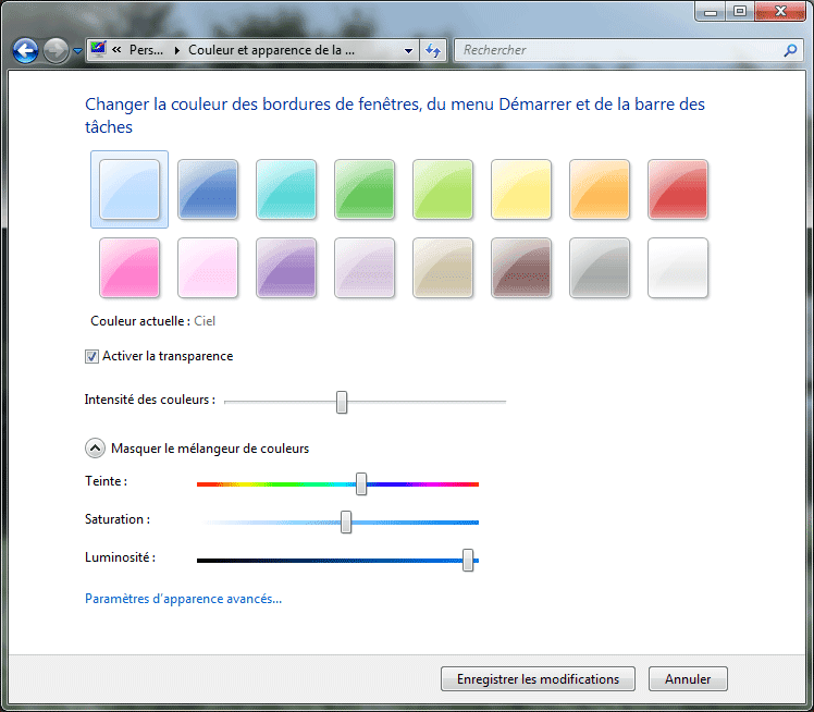 Capture décran - Personnalisation des couleurs des fenêtres Capture décran - Personnalisation des couleurs des fenêtres