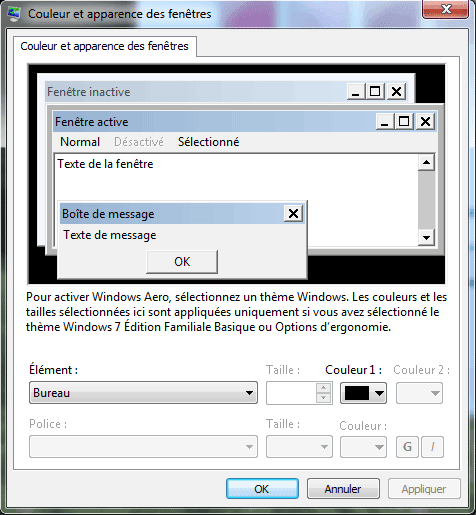 Capture décran - Paramètres dapparence avancées Capture décran - Paramètres dapparence avancées