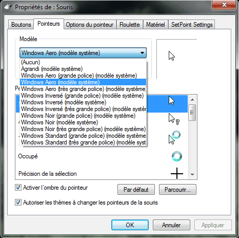 Capture décran - Curseurs de souris Windows Capture décran - Curseurs de souris Windows