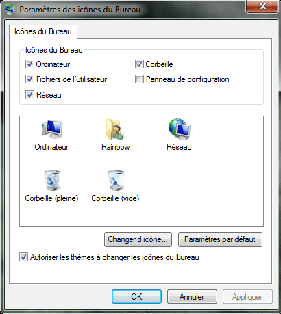 Capture décran - Modifier les icônes du bureau Capture décran - Modifier les icônes du bureau