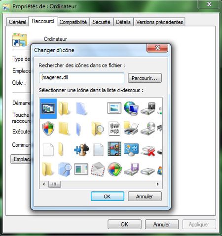 Capture décran - Choix de licône du raccourci Capture décran - Choix de licône du raccourci