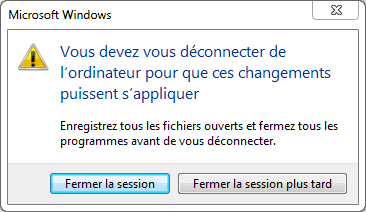 Capture décran - Déconnectez-vous pour valider les changements Capture décran - Déconnectez-vous pour valider les changements