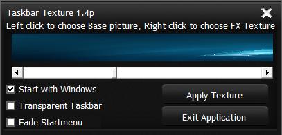 Capture décran - Taskbar Texturizer, fenêtre principale Capture décran - Taskbar Texturizer, fenêtre principale