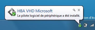 Capture décran - Création dun disque virtuel, infobulle de confirmation Capture décran - Création dun disque virtuel, infobulle de confirmation