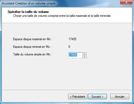 Capture décran - Assistant de création dun nouveau volume simple Capture décran - Assistant de création dun nouveau volume simple
