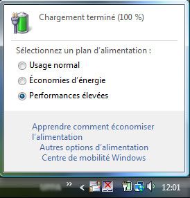 Capture décran - Mode dalimentation, Economies dénergie Capture décran - Mode dalimentation, Economies dénergie