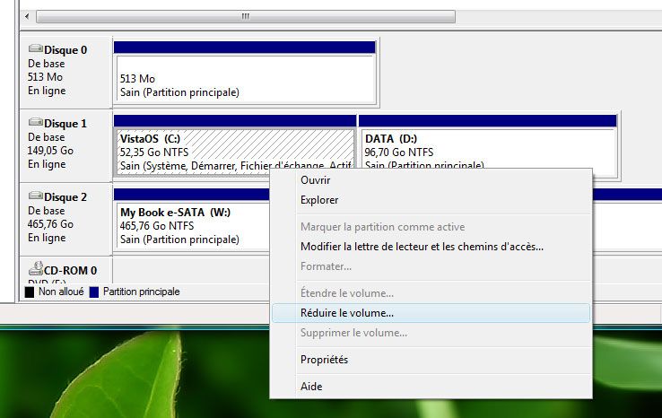 Capture décran - Processus de réduction dune partition sous Vista Capture décran - Processus de réduction dune partition sous Vista